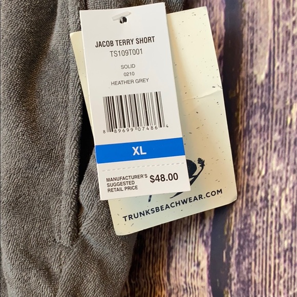 NWT TRUNKS SURF & SWIM Jacob terry shorts grey XL - Picture 3 of 8